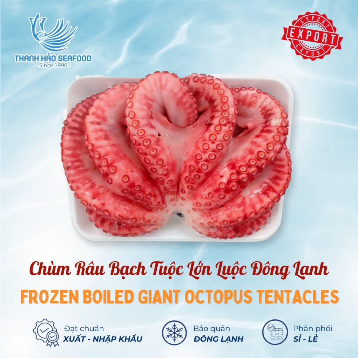 Chùm Râu Bạch Tuộc Lớn Luộc Đông Lạnh