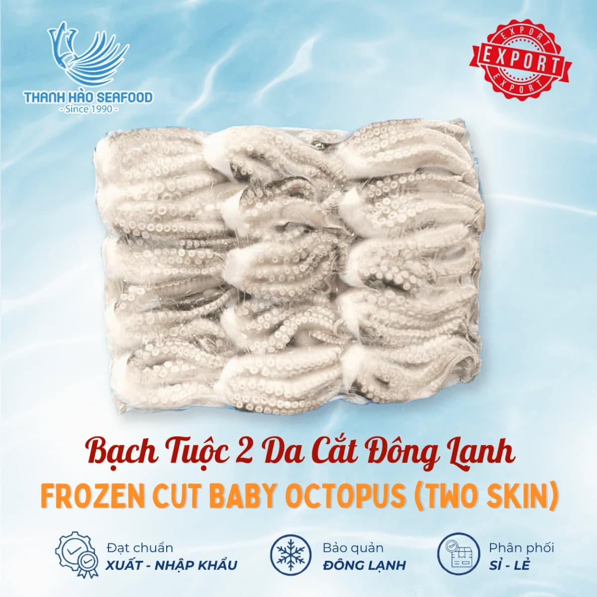 Bạch Tuộc 2 Da Cắt Đông Lạnh