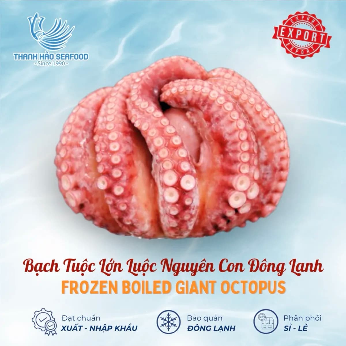 Bạch Tuộc Lớn Luộc Nguyên Con Đông Lạnh